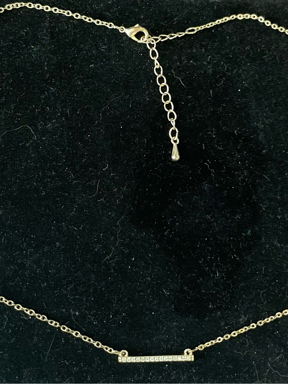 Gold Bar Necklace with Crystal Accents - Women